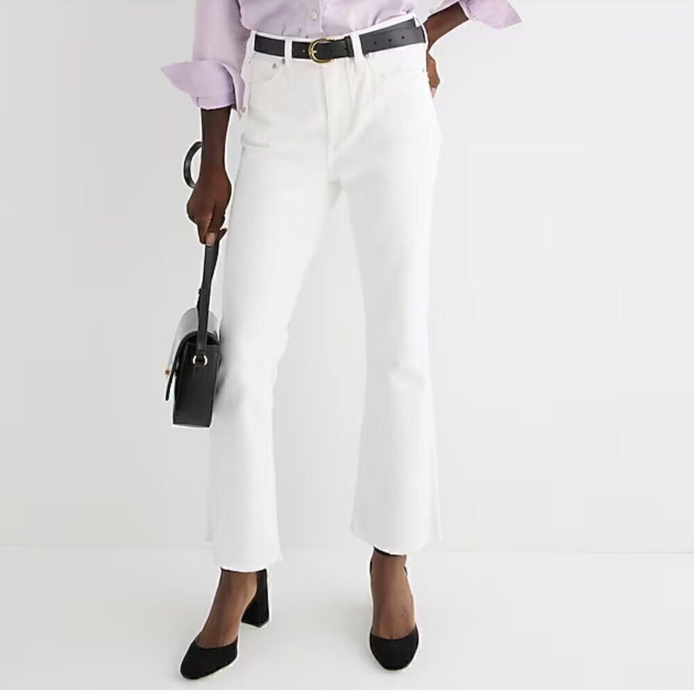 J. Crew 10" demi-boot crop jean in white wash size 34 NWT